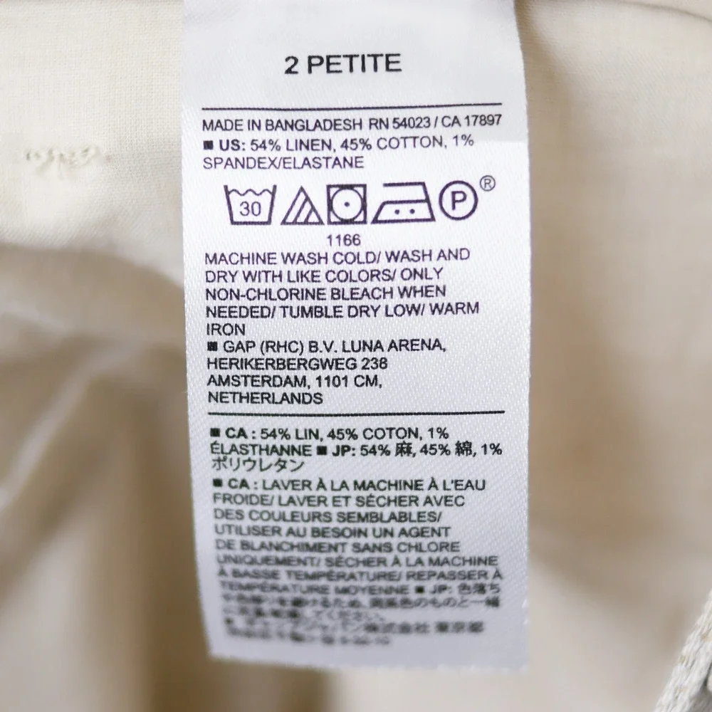Banana Republic Linen Cotton Wide Leg Pants Women 2 P Beige Pleated Minimalist